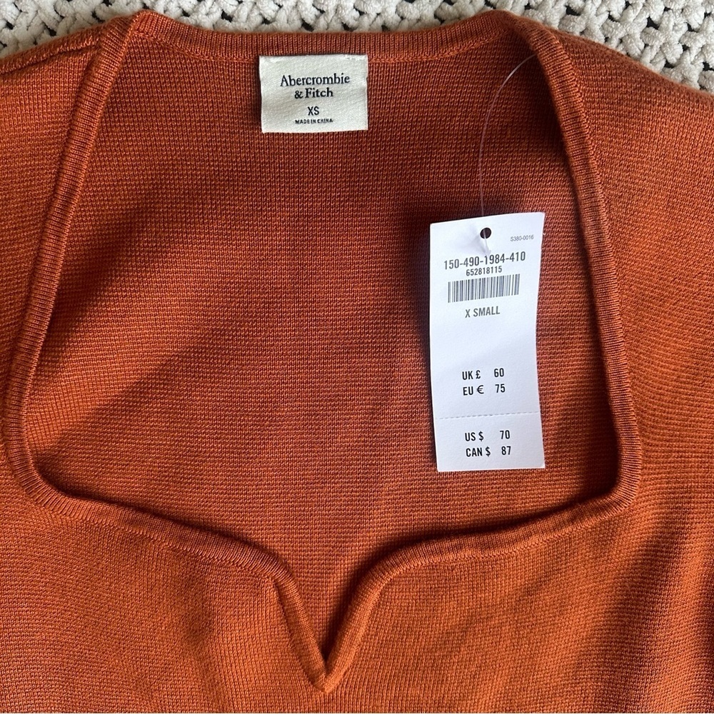 Abercrombie & Fitch NEW Sweater Bodysuit Burnt Orange Rust Thong Back Sz XS - Picture 6 of 7